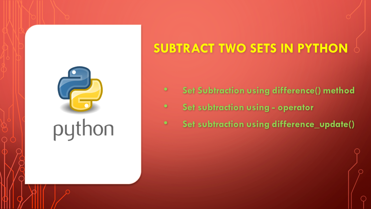 Subtract Two Sets In Python - Spark By {Examples}