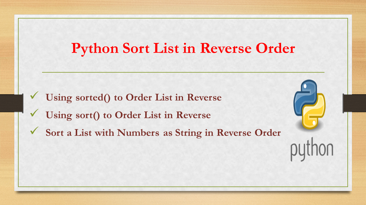 Python Sort List Reverse 