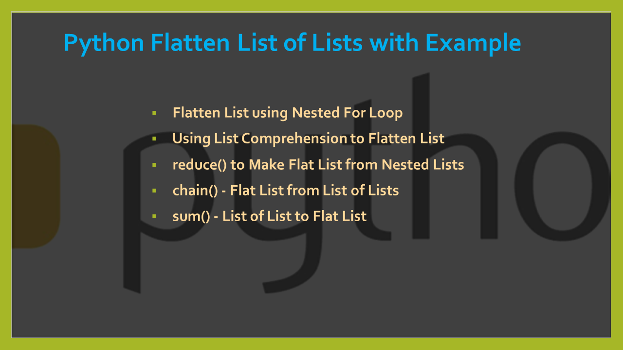 Python Flatten List Of Lists With Examples - Spark By {Examples}