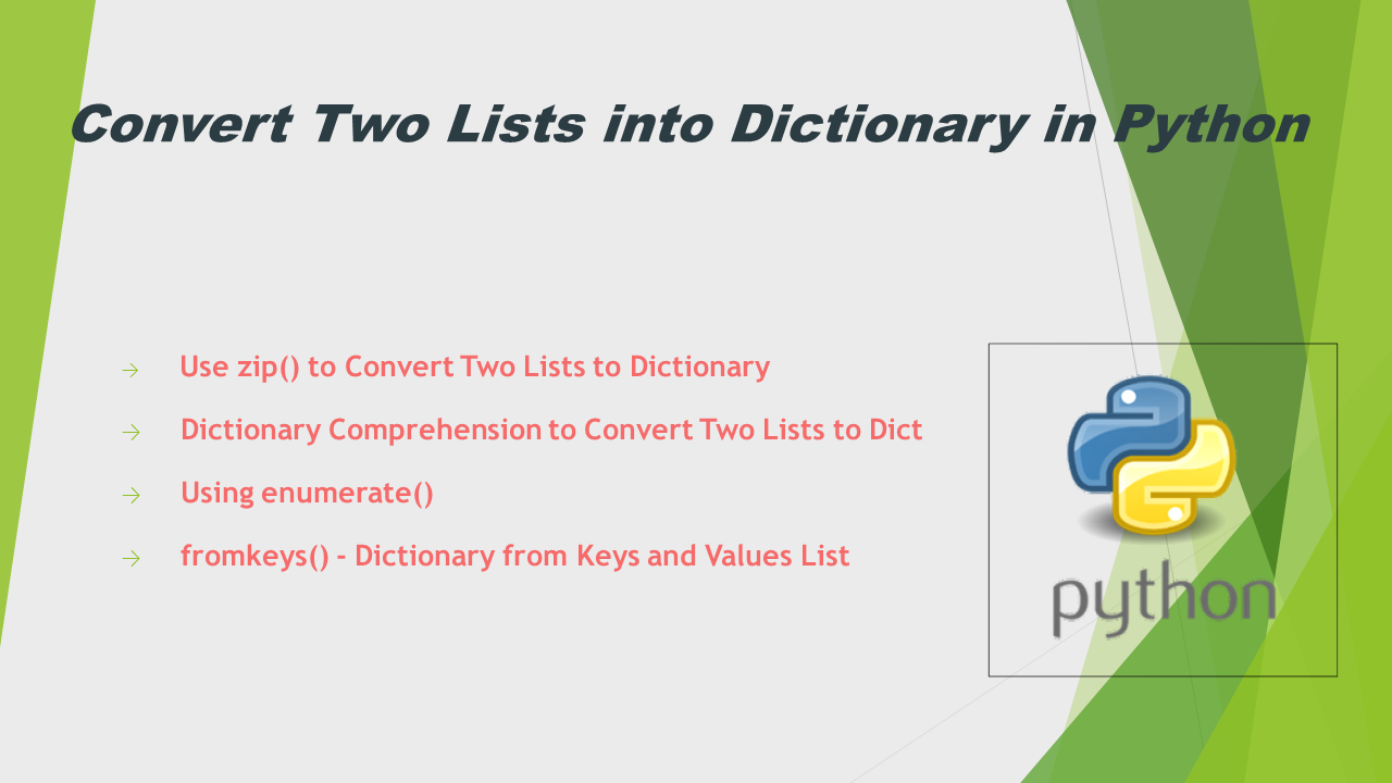 Python Convert Two Lists Into Dictionary 