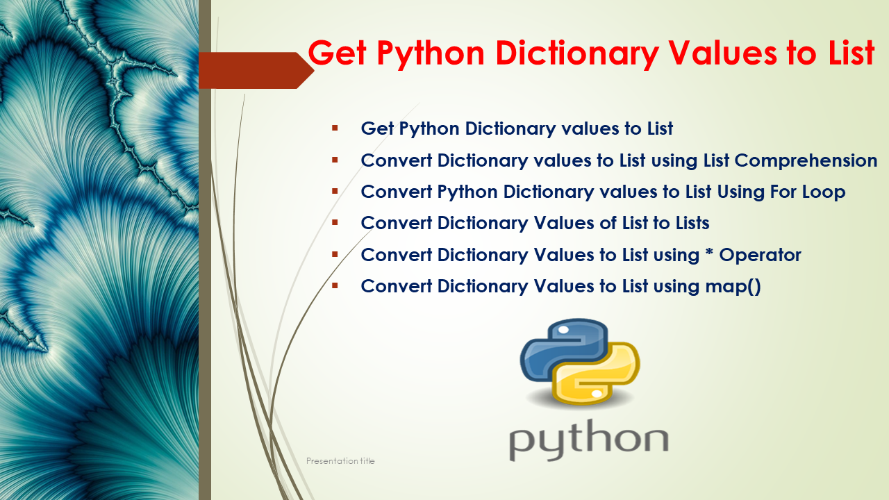 You are currently viewing Get Python Dictionary Values as List