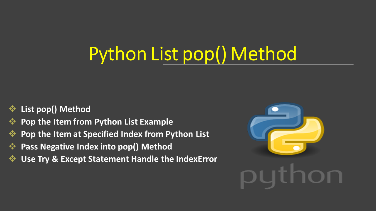 Read more about the article Python List pop() Method