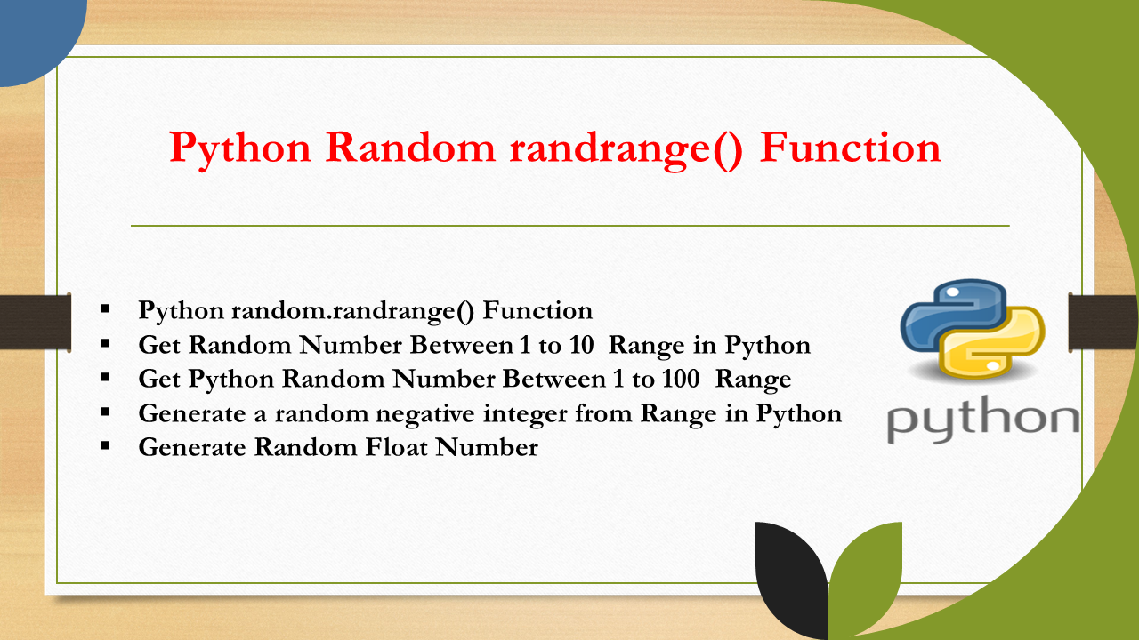 Python Random randrange() Function - Spark By {Examples}