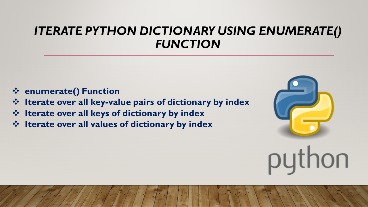 Read more about the article Iterate Python Dictionary using enumerate() Function