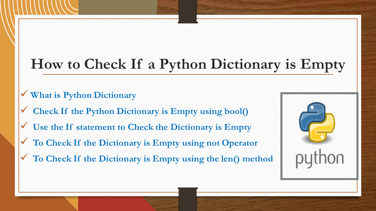 Read more about the article How to Check If a Python Dictionary is Empty