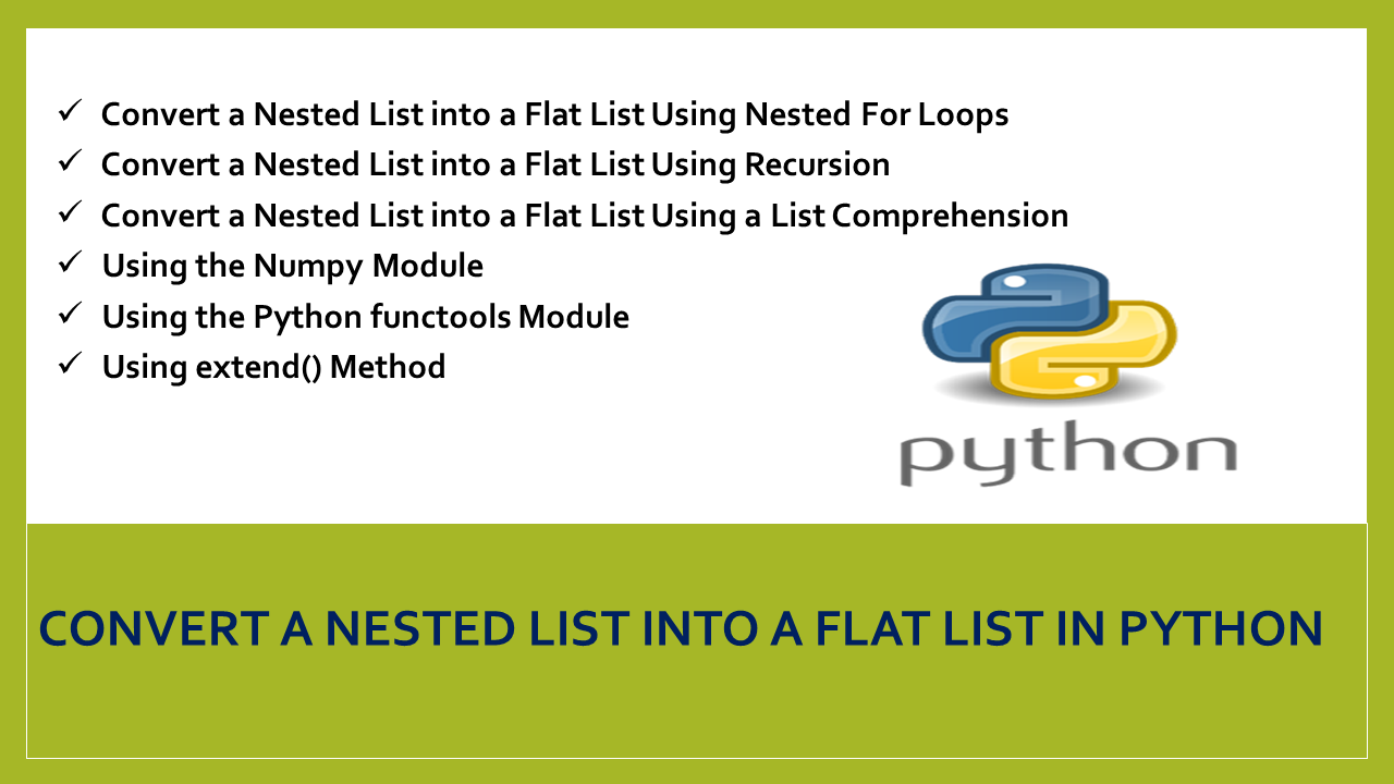 Convert a Nested List into a Flat List in Python - Spark By {Examples}