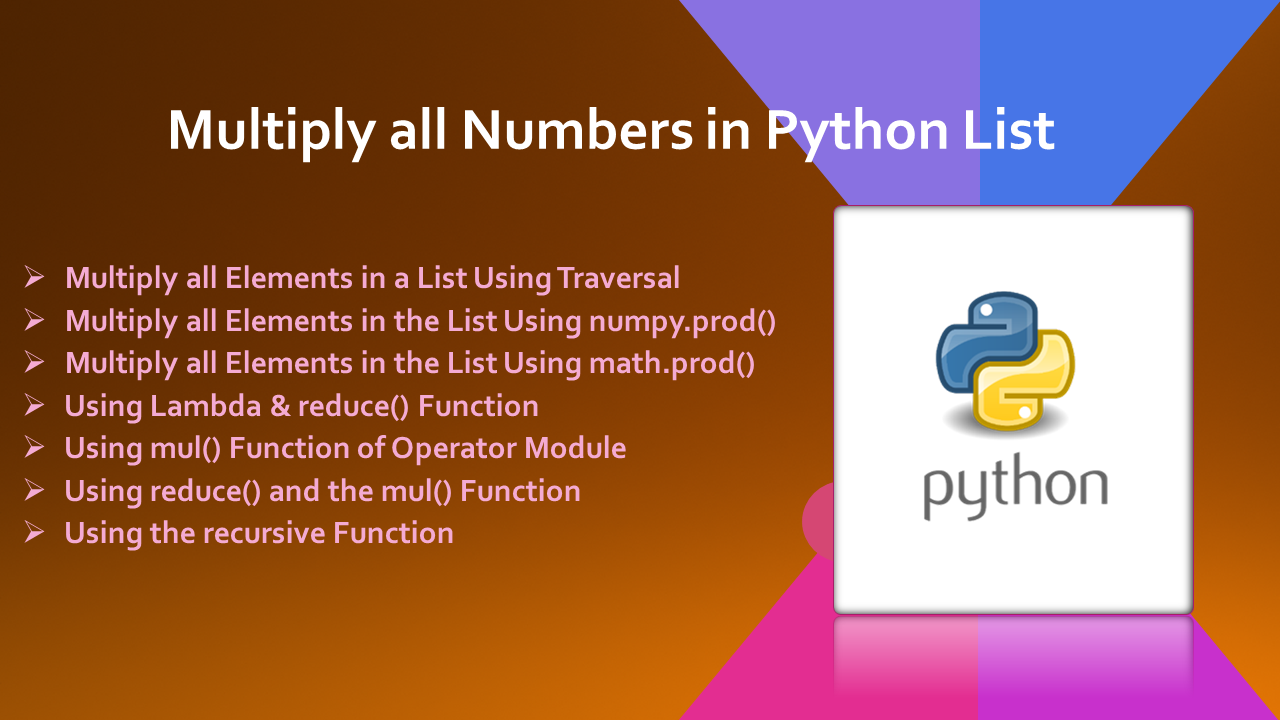 Read more about the article Multiply all Numbers in Python List