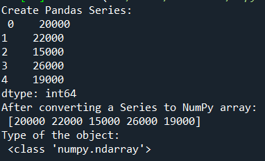 pandas series NumPy array